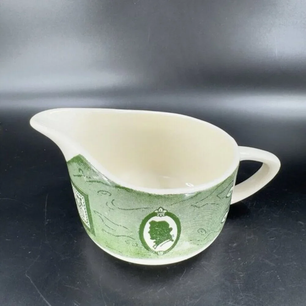 Royal Colonial Homestead Creamer Silhouette and‎ Sample Green and White Ceramic